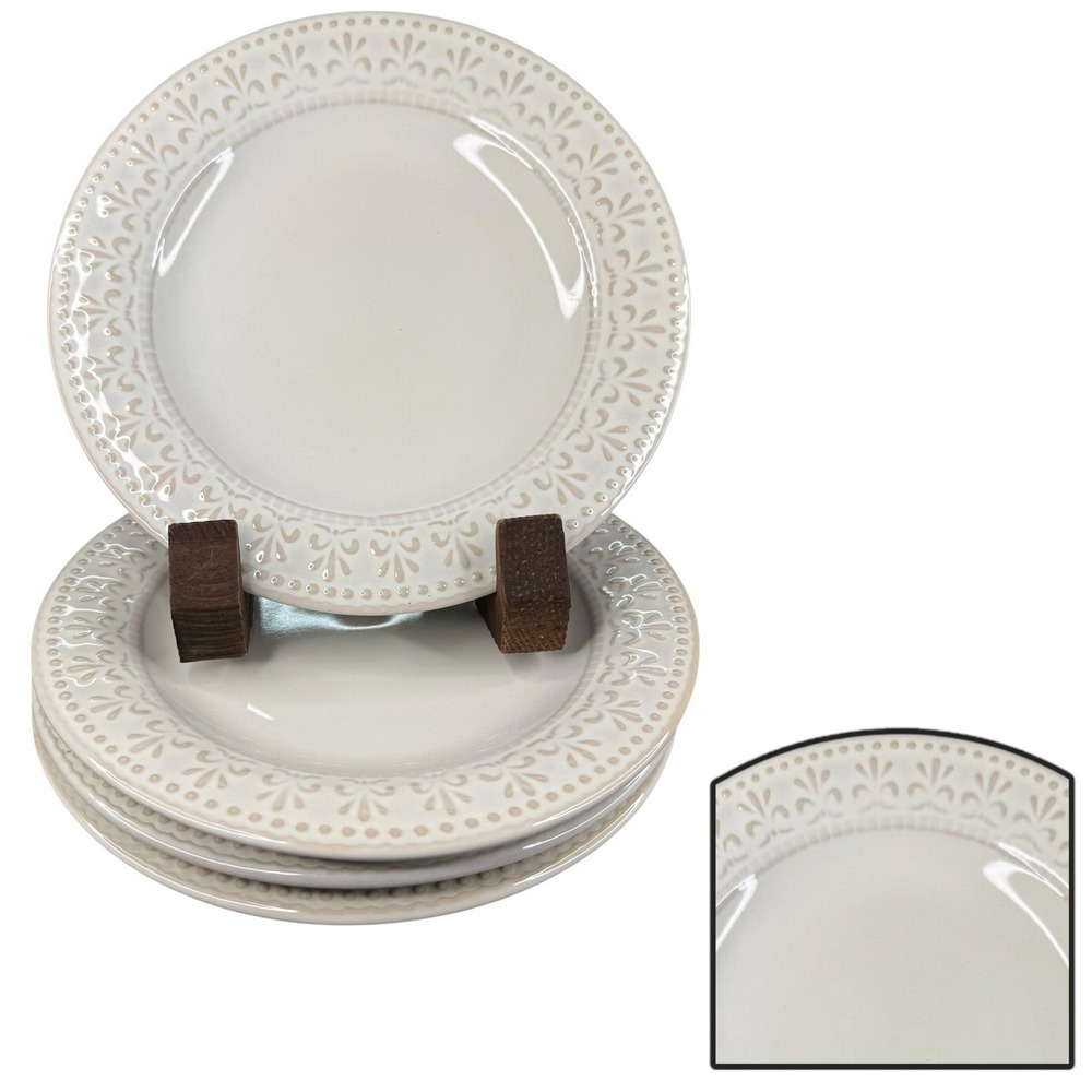 Gibson Embossed Design Salad Plates 8.25" - Set of 4 White